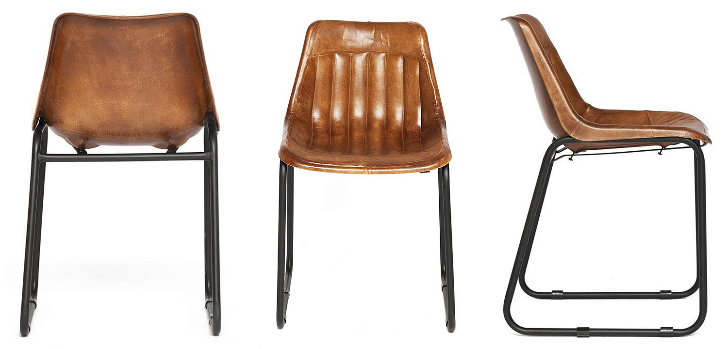 Стул из кожи буйвола Industrial leather dining chair - Loft-Concept в Самаре