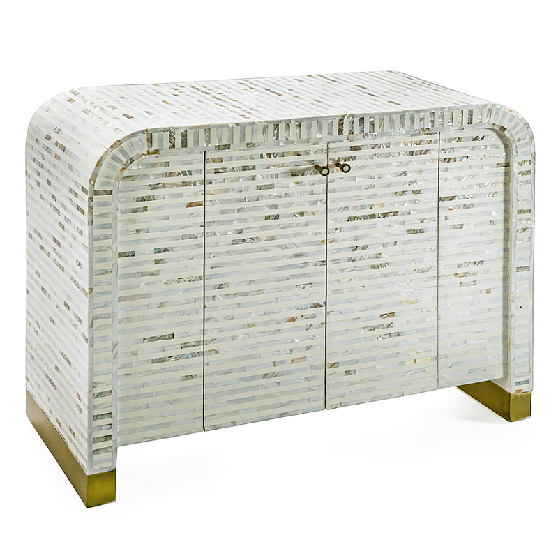 Буфет в гостиную с инкрустацией  Mother of Pearl Inlay Cabinet Белый Перламутровый Золотой в Самаре | Loft Concept 