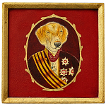 Картина в квадратной раме Chinoiserie Labrador Dog Red Portrait варинант исполнения - 1 | Loft Concept в Самаре