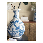 Ваза с мотивами цветущего сада с попугаями Blue Vase Inspired by Nature варинант исполнения - 6 | Loft Concept в Самаре