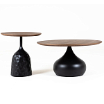 Столик журнальный с круглой деревянной столешницей на черном фактурном основании Bourgeon варинант исполнения - 3 | Loft Concept в Самаре