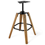 Барный стул со спинкой и металлической подставкой на 4-х деревянных ножках Зеленый Велюр Vendramin Chair варинант исполнения - 4 | Loft Concept в Самаре