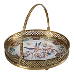 Блюдо фарфоровое с бронзовой ручкой Paradise Dish with Handle варинант исполнения - 1 | Loft Concept в Самаре