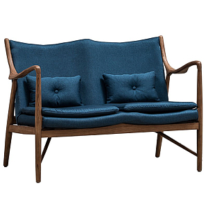 Диван Makeshift Loveseat Sofa blue linen