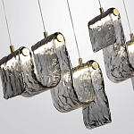 Подвесной светильник линейный с плафонами волнистой формы из фактурного стекла Big Wave варинант исполнения - 5 | Loft Concept в Самаре