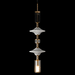 Подвесной светильник с белыми стеклянными элементами и бронзовыми вставками Высота 90 см Gabriel Scott Luna варинант исполнения - 6 | Loft Concept в Самаре