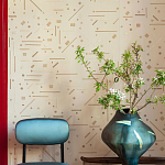 Обои с вышивкой ручной работы Glyph Original colourway on wool sateen варинант исполнения - 2 | Loft Concept в Самаре