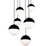 Каскадный светильник с 6-ю плафонами шары Ponzio Flos Cascade  Black Sphere Hanging Lamp варинант исполнения - 2 | Loft Concept в Самаре