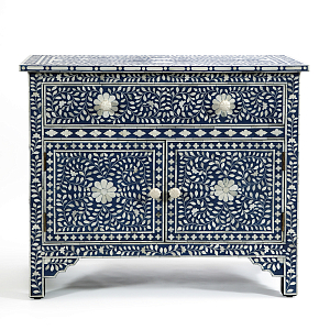 Комод инкрустация костью ORIENTAL Indian синий орнамент
