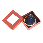 Зеркало карманное круглое двухстороннее из натурального камня Содалит в подарочной упаковке Gold Stone Mirrors варинант исполнения - 3 | Loft Concept в Самаре