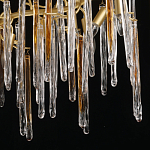 Люстра линейная золотого цвета с декоративными ветвями и длинными стеклянными подвесками в форме сосулек Droplet Chandelier варинант исполнения - 5 | Loft Concept в Самаре