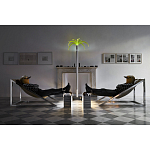 Дизайнерское кресло на металлическом каркасе с подставкой для ног Poltronova Mies Armchair варинант исполнения - 12 | Loft Concept в Самаре