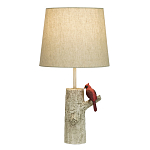 Настольная лампа с тканевым абажуром и основанием в виде птицы на дереве Simurq варинант исполнения - 1 | Loft Concept в Самаре