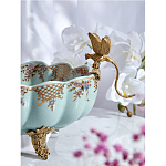 Чаша из голубого фарфора на бронзовых ножках с рисунком цветов и фигурками стрекоз Blue Garden варинант исполнения - 6 | Loft Concept в Самаре