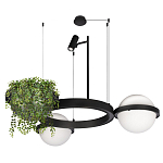 Подвесной светильник с 2-мя шарообразными плафонами и цилиндрическим спотом Light of Еyes варинант исполнения - 6 | Loft Concept в Самаре