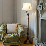 Торшер классического стиля цвета темная бронза с бежевым льяным абажуром Feiss варинант исполнения - 2 | Loft Concept в Самаре