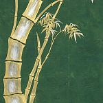 Обои ручная роспись Bamboo Golden on Edo Green India tea paper варинант исполнения - 2 | Loft Concept в Самаре