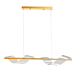 Люстра линейная золотистого цвета с двумя прозрачными волнистыми элементами Wave Line варинант исполнения - 2 | Loft Concept в Самаре