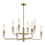 Люстра с 8-ю плафонами в форме стеклянных трубок и мраморных декоративных элементов Montreal варинант исполнения - 7 | Loft Concept в Самаре