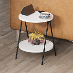Стол приставной с 2-мя круглыми белыми столешницами ESSEL SIDE TABLE WHITE варинант исполнения - 8 | Loft Concept в Самаре