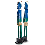 Комплект из 2-х деревянных статуэток Asmat Statuettes Blue Green варинант исполнения - 5 | Loft Concept в Самаре