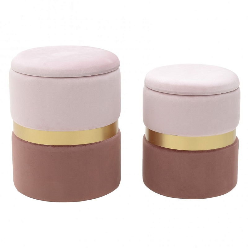 Комплект пуфов Golden Belt Soft Pink & Deep Pink Розовый (Rose) Золотой в Самаре | Loft Concept 