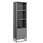 Стеллаж книжный цвета графит с 3-мя открытыми полками и дверкой Strict Lines варинант исполнения - 1 | Loft Concept в Самаре
