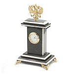 Часы настольные бронзовые с Гербом России из натурального камня Змевик Stone Clock варинант исполнения - 2 | Loft Concept в Самаре