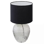 Настольная лампа с черным цилиндрическим тканевым абажуром и фактурным прозрачным основанием Black Cone варинант исполнения - 1 | Loft Concept в Самаре