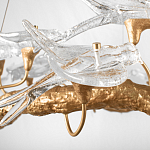 Люстра подвесная с прозрачными стеклянными птичками на ветвях Диаметр 80 см Serip Voa варинант исполнения - 9 | Loft Concept в Самаре