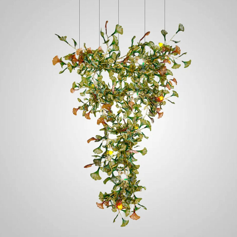 Люстра на ветвистом каркасе с листьями Green Floral Attraction Зеленый Латунь Люстра на ветвистом каркасе с листьями Green Floral Attraction Зеленый Латунь в Самаре | Loft Concept