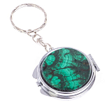 Зеркало брелок карманное двухстороннее из натурального камня Малахит Stone Mirrors варинант исполнения - 4 | Loft Concept в Самаре