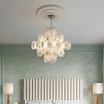 Люстра  с каскадом из круглых декоративных элементов  White Clear Glass Chandelier варинант исполнения - 5 | Loft Concept в Самаре