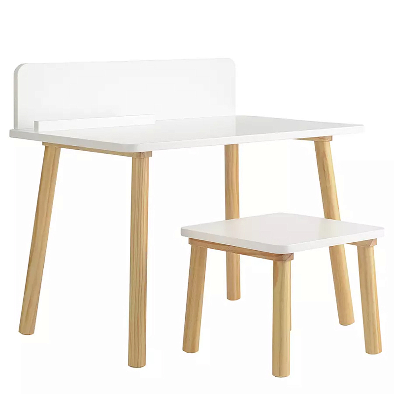 Набор детской мебели белый Childrens Table with Stool Белый Голубой в Самаре | Loft Concept 