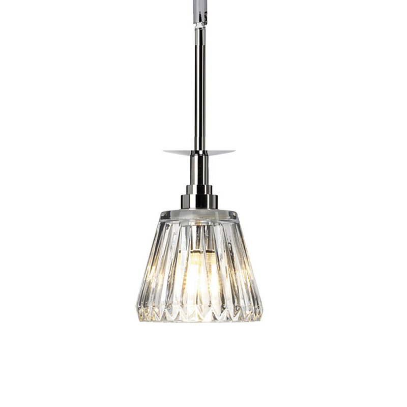 Подвесной светильник хромированного цвета с граненым прозрачным стеклянным плафоном Elstead Lighting Прозрачное Стекло Хром в Самаре | Loft Concept 