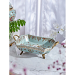 Блюдо прямоугольное из голубого фарфора с ручками и рисунком птиц и цветов Blue Garden варинант исполнения - 2 | Loft Concept в Самаре