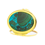 Зеркало карманное складное овальное из натурального камня Малахит с Хризоколлой Gold Stone Mirrors варинант исполнения - 2 | Loft Concept в Самаре