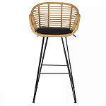 Стул барный с ротанговым плетением Half Bar Chair with Wicker с подлокотниками варинант исполнения - 1 | Loft Concept в Самаре
