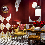 Обои ручная роспись в стиле Арт-деко Assemblage Original colourway on red silk dupion варинант исполнения - 1 | Loft Concept в Самаре