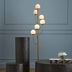 Торшер с 6-ю белыми стеклянными плафонами в форме шаров Gooseneck Pelle Chandelier варинант исполнения - 2 | Loft Concept в Самаре