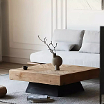 Дизайнерский журнальный стол квадратный с черным трапециевидным основанием Wokab варинант исполнения - 3 | Loft Concept в Самаре