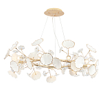 Люстра круглая с белыми лепестками из керамики и прозрачными хрустальными цветками Диаметр 82 см Wintery flovers варинант исполнения - 1 | Loft Concept в Самаре