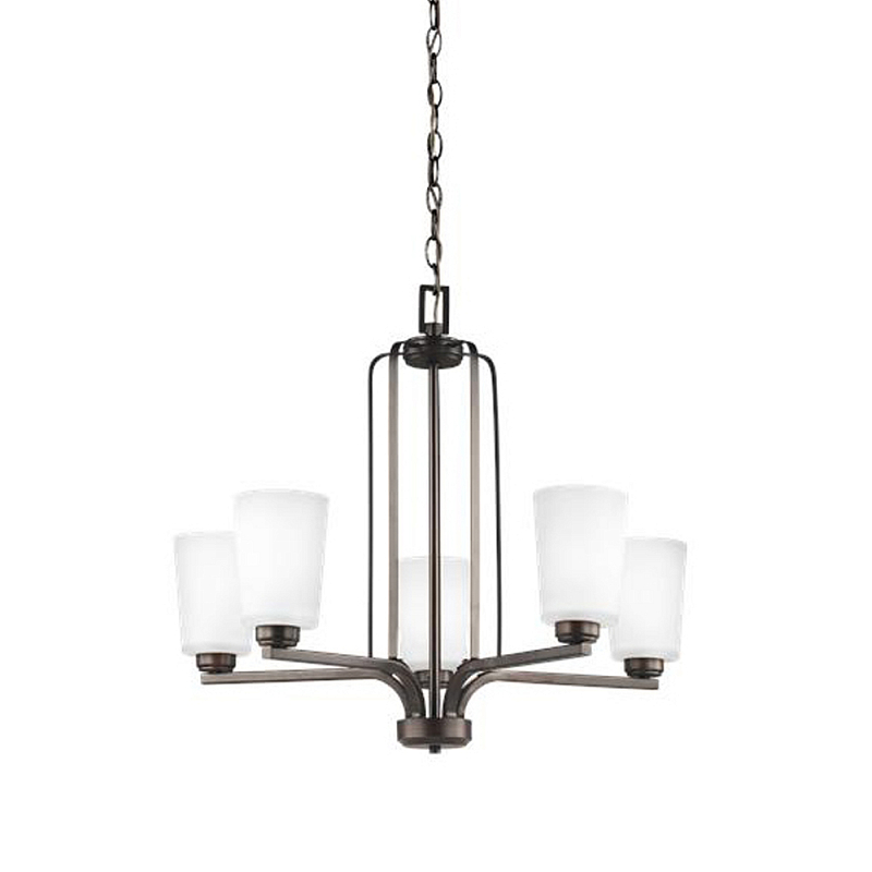 Люстра бронзового цвета с 5-ю матовыми стеклянными плафонами Generation Lighting Бронза Белый Бежевый в Самаре | Loft Concept 