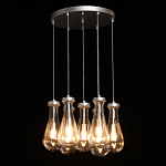 Люстра с 7-ю прозрачными плафонами из стекла в форме капли на круглом потолочном основании цвета хром Lucid Rain  варинант исполнения - 3 | Loft Concept в Самаре