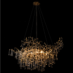 Подвесная люстра в виде ветвей деревьев золотого цвета с прозрачными подвесками-каплями 10 и 14 ламп Droplet Chandelier варинант исполнения - 4 | Loft Concept в Самаре