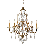 Люстра в бронзовом цвете с 6-ю лампами в форме свечей со стеклянными подвесками в классическом стиле Feiss варинант исполнения - 1 | Loft Concept в Самаре