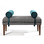 Банкетка Banquette PIED DE POULE с принтом гусиная лапка и синими подлокотниками  варинант исполнения - 1 | Loft Concept в Самаре