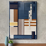 Панно из шнура Синяя геометрическая абстракция wall panel line Blue варинант исполнения - 1 | Loft Concept в Самаре