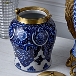 Ваза с насыщенным синим орнаментом и золотой крышкой Blue & White Ornament  варинант исполнения - 4 | Loft Concept в Самаре