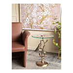 Столик с круглой стеклянной столешницей и корпусом в виде двух павлинов на ветке Table Two Peacocks варинант исполнения - 7 | Loft Concept в Самаре